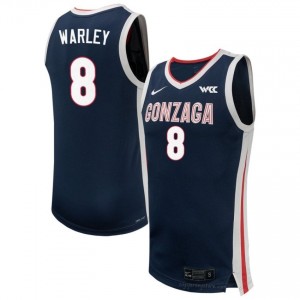 Jalen Warley Gonzaga Bulldogs Men's College Basketball Jersey | Official Style Navy #8 Edition 12610737