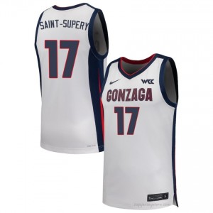 #17 Mario Saint-Supery Gonzaga White Men's University Basketball Jersey | Stitched Authenticity for Fans 18909467