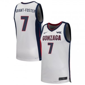 Tyon Grant-Foster Gonzaga Bulldogs Men's College Basketball Jersey | Official Style White #7 Edition 68218120