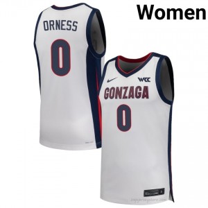 Cade Orness Gonzaga Bulldogs Women's College Basketball Jersey | Official Style White #0 Edition 38050727