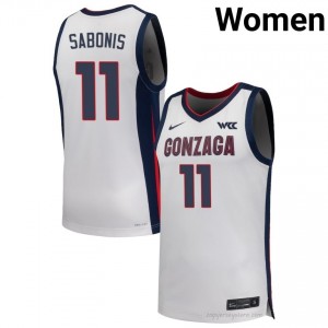 #11 Domantas Sabonis Gonzaga White Women's University Basketball Jersey | Stitched Authenticity for Fans 60154628