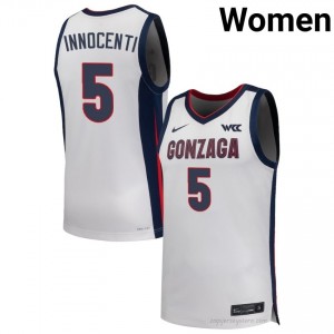 #5 Emmanuel Innocenti Gonzaga White Women's University Basketball Jersey | Stitched Authenticity for Fans 24399290