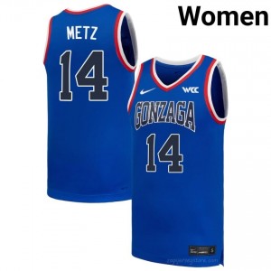 Alonzo Metz Gonzaga Bulldogs Women's College Basketball Jersey | Official Style Royal #14 Edition 47318050