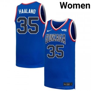 GU Bulldogs Noah Haaland #35 Women's Elite Performance Jersey | Royal Collegiate Hoops Edition 58984614