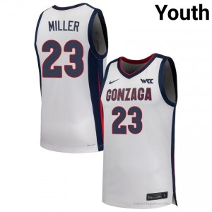 #23 Adam Miller Gonzaga White Youth University Basketball Jersey | Stitched Authenticity for Fans 98957357