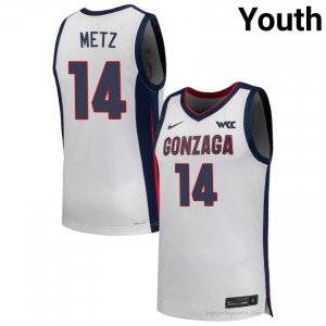 #14 Alonzo Metz Gonzaga White Youth University Basketball Jersey | Stitched Authenticity for Fans 18555359