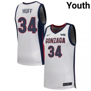 #34 Braden Huff Gonzaga White Youth University Basketball Jersey | Stitched Authenticity for Fans 50175727