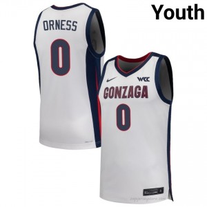 Cade Orness #0 White Jersey | Zags Youth Player Hoops Apparel 12972376