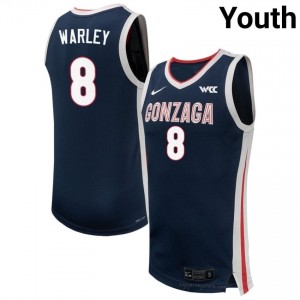 #8 Jalen Warley Gonzaga Navy Youth University Basketball Jersey | Stitched Authenticity for Fans 86851353