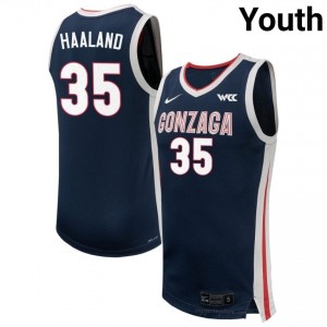 #35 Noah Haaland Gonzaga Navy Youth University Basketball Jersey | Stitched Authenticity for Fans 32559282