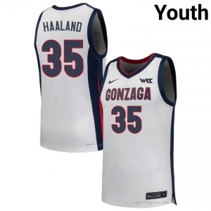 Noah Haaland #35 White Jersey | Zags Youth Player Hoops Apparel 90573619