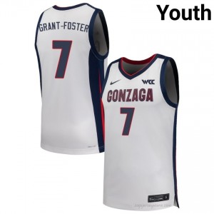 #7 Tyon Grant-Foster Gonzaga White Youth University Basketball Jersey | Stitched Authenticity for Fans 27554534