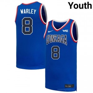 Jalen Warley Gonzaga Bulldogs Youth College Basketball Jersey | Official Style Royal #8 Edition 51646656
